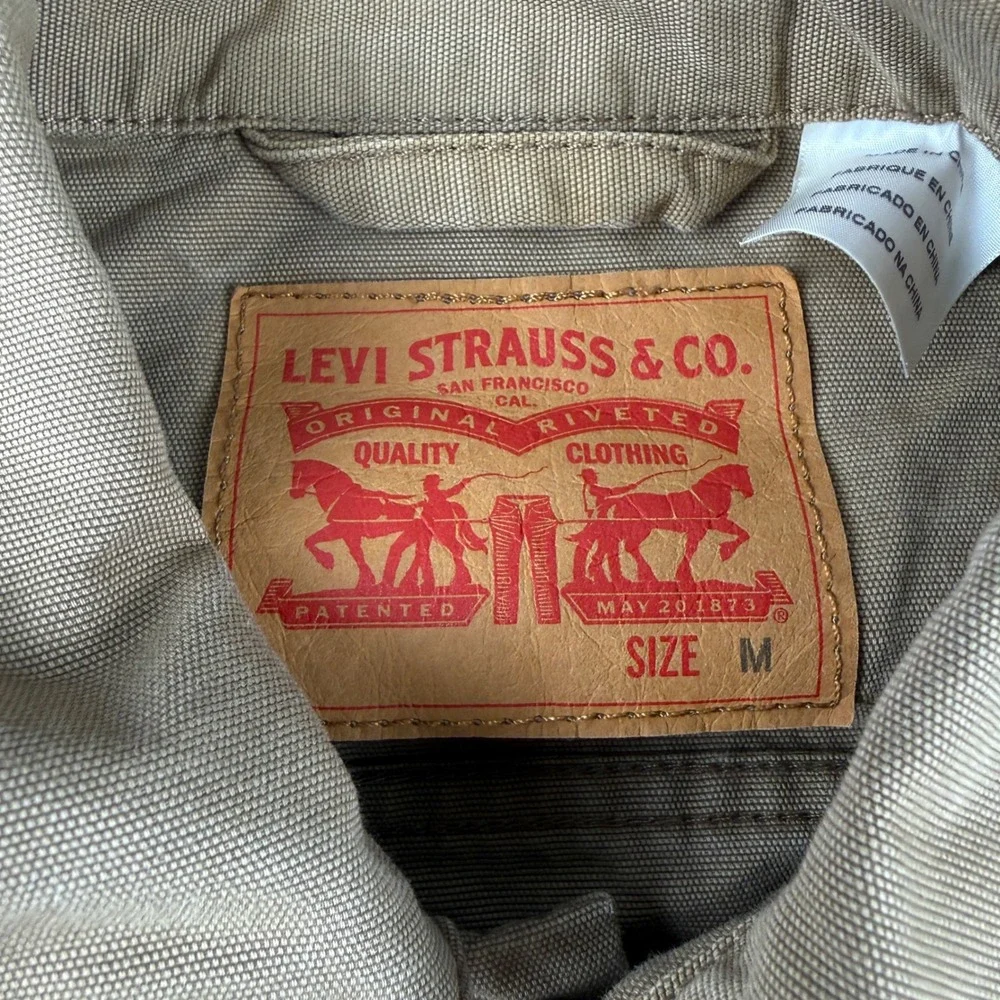 Levis Jacket Men's M Brown Canvas Trucker Button Up Workwear Coat Workwear